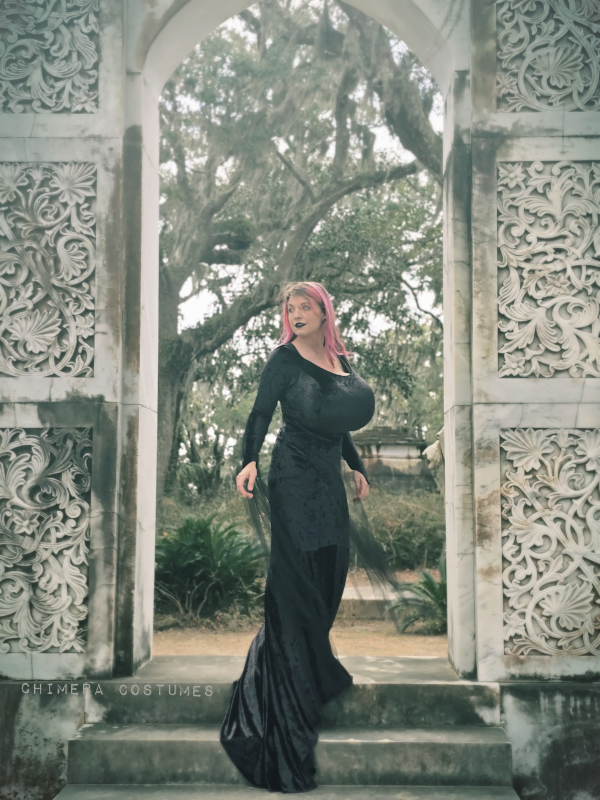 hentai mommy black gothic dress giant fake tits domination fantasy